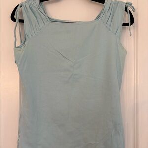 Ann Taylor LOFT  Women Small Cotton Knit Sleeveless Light  Blue Square Neck Top